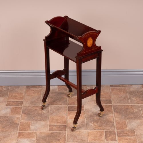 EDWARDIAN INLAID MAHOGANY BOOK TROUGH - ADDITIONAL PHOTO 12