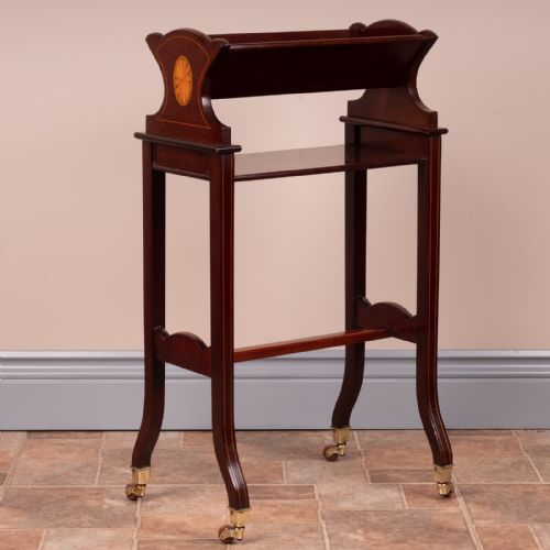 EDWARDIAN INLAID MAHOGANY BOOK TROUGH - ADDITIONAL PHOTO 14
