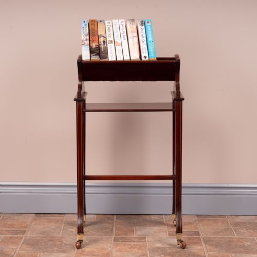 EDWARDIAN INLAID MAHOGANY BOOK TROUGH - ADDITIONAL PHOTO 16