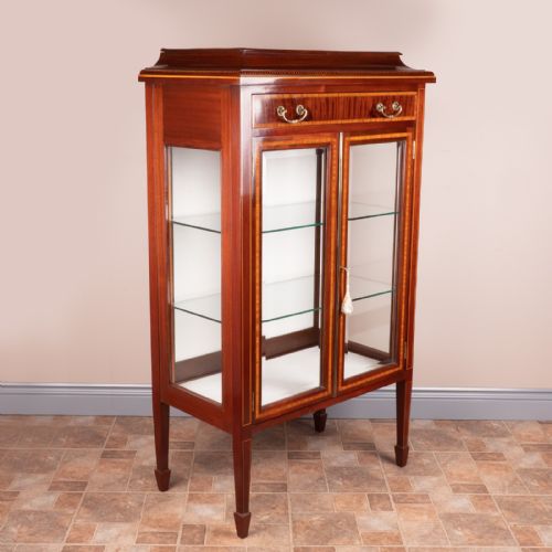 GOOD QUALITY EDWARDIAN INLAID MAHOGANY DISPLAY CABINET - ADDITIONAL PHOTO 2
