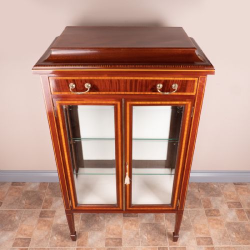 GOOD QUALITY EDWARDIAN INLAID MAHOGANY DISPLAY CABINET - ADDITIONAL PHOTO 3