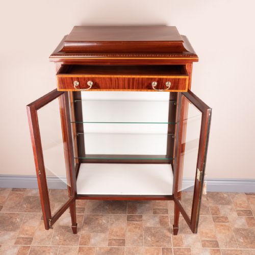GOOD QUALITY EDWARDIAN INLAID MAHOGANY DISPLAY CABINET - ADDITIONAL PHOTO 12