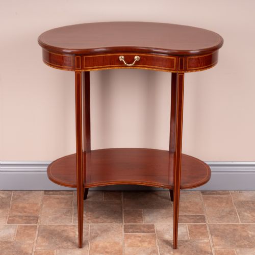 edwardian inlaid mahogany kidney shaped occasional table - CATEGORY: ANTIQUE TABLES - DATED EDWARDIAN