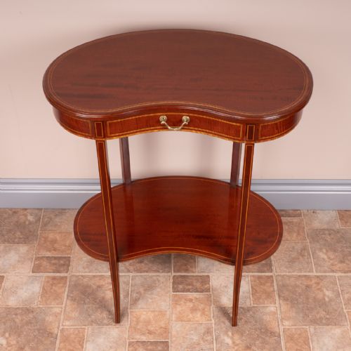 EDWARDIAN INLAID MAHOGANY KIDNEY SHAPED OCCASIONAL TABLE - ADDITIONAL PHOTO 2