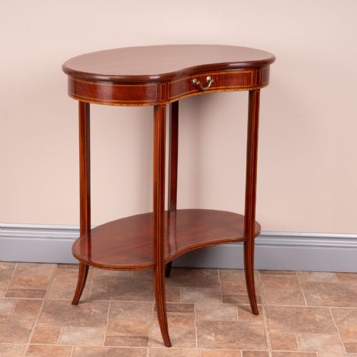 EDWARDIAN INLAID MAHOGANY KIDNEY SHAPED OCCASIONAL TABLE - ADDITIONAL PHOTO 4