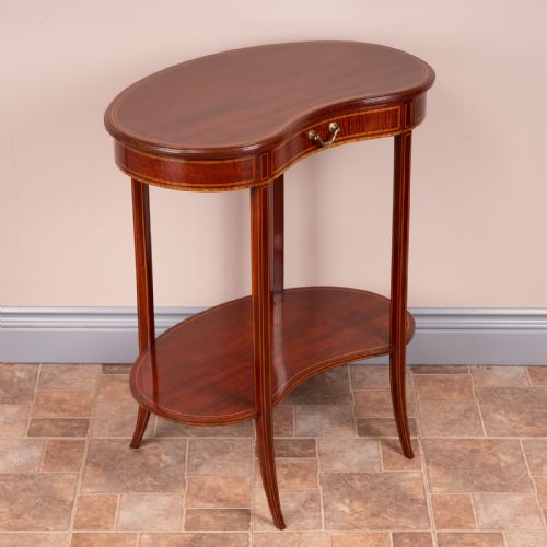 EDWARDIAN INLAID MAHOGANY KIDNEY SHAPED OCCASIONAL TABLE - ADDITIONAL PHOTO 5