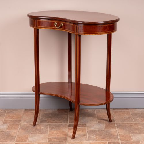 EDWARDIAN INLAID MAHOGANY KIDNEY SHAPED OCCASIONAL TABLE - ADDITIONAL PHOTO 6