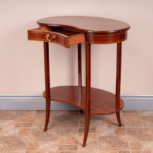 EDWARDIAN INLAID MAHOGANY KIDNEY SHAPED OCCASIONAL TABLE - ADDITIONAL PHOTO 8