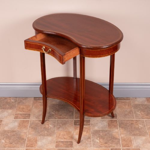 EDWARDIAN INLAID MAHOGANY KIDNEY SHAPED OCCASIONAL TABLE - ADDITIONAL PHOTO 9