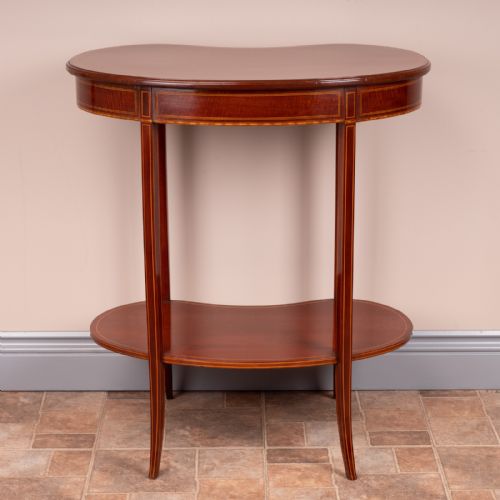 EDWARDIAN INLAID MAHOGANY KIDNEY SHAPED OCCASIONAL TABLE - ADDITIONAL PHOTO 12