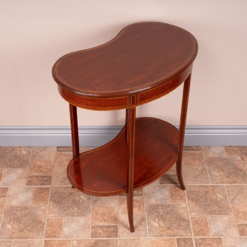 EDWARDIAN INLAID MAHOGANY KIDNEY SHAPED OCCASIONAL TABLE - ADDITIONAL PHOTO 14