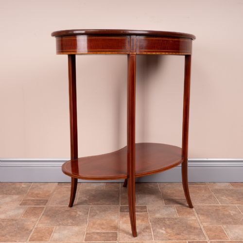 EDWARDIAN INLAID MAHOGANY KIDNEY SHAPED OCCASIONAL TABLE - ADDITIONAL PHOTO 15