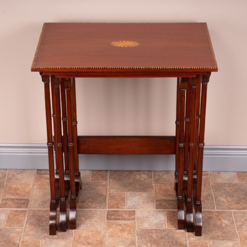 EDWARDIAN INLAID MAHOGANY NEST OF THREE TABLES - ADDITIONAL PHOTO 1