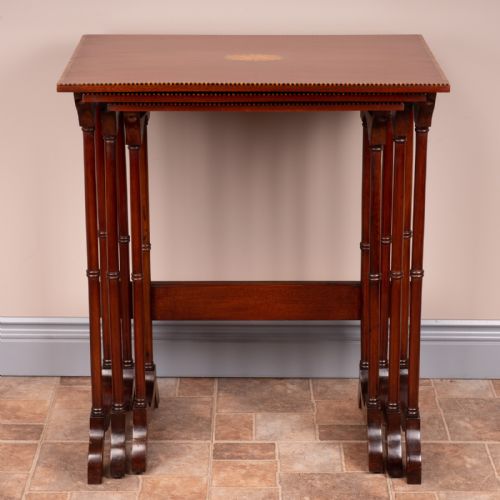 EDWARDIAN INLAID MAHOGANY NEST OF THREE TABLES - ADDITIONAL PHOTO 3