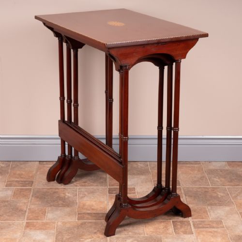 EDWARDIAN INLAID MAHOGANY NEST OF THREE TABLES - ADDITIONAL PHOTO 5