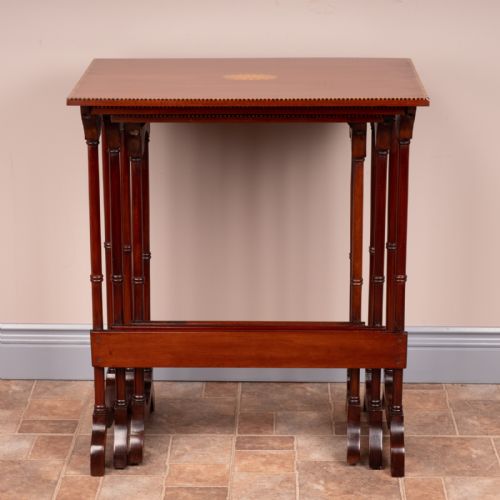 EDWARDIAN INLAID MAHOGANY NEST OF THREE TABLES - ADDITIONAL PHOTO 6
