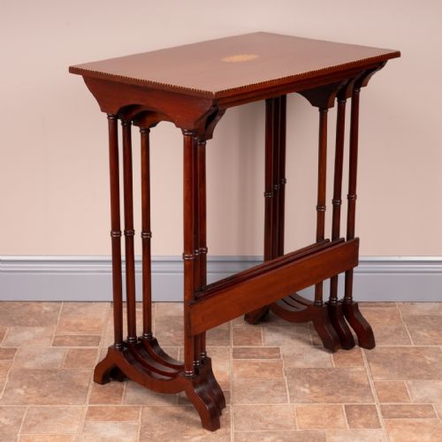 EDWARDIAN INLAID MAHOGANY NEST OF THREE TABLES - ADDITIONAL PHOTO 7