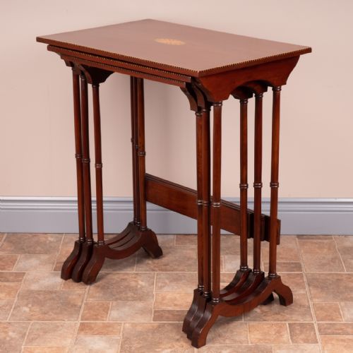 EDWARDIAN INLAID MAHOGANY NEST OF THREE TABLES - ADDITIONAL PHOTO 8