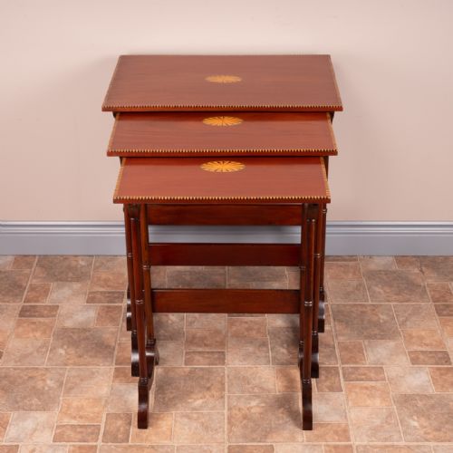 EDWARDIAN INLAID MAHOGANY NEST OF THREE TABLES - ADDITIONAL PHOTO 9
