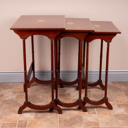 EDWARDIAN INLAID MAHOGANY NEST OF THREE TABLES - ADDITIONAL PHOTO 13