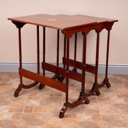EDWARDIAN INLAID MAHOGANY NEST OF THREE TABLES - ADDITIONAL PHOTO 14