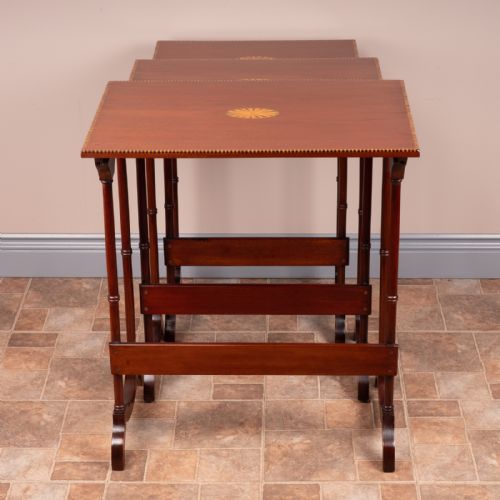EDWARDIAN INLAID MAHOGANY NEST OF THREE TABLES - ADDITIONAL PHOTO 15