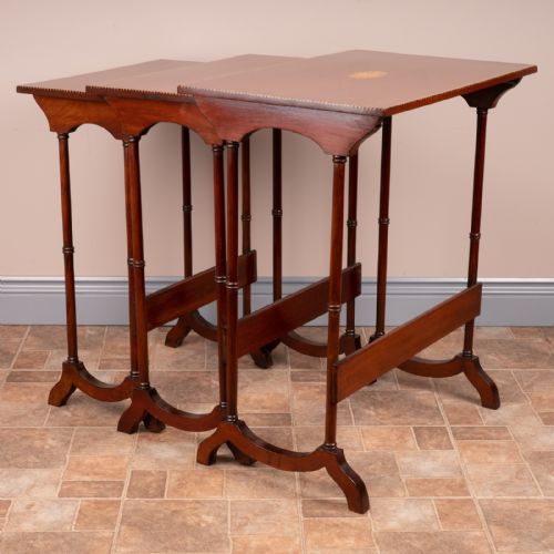 EDWARDIAN INLAID MAHOGANY NEST OF THREE TABLES - ADDITIONAL PHOTO 17
