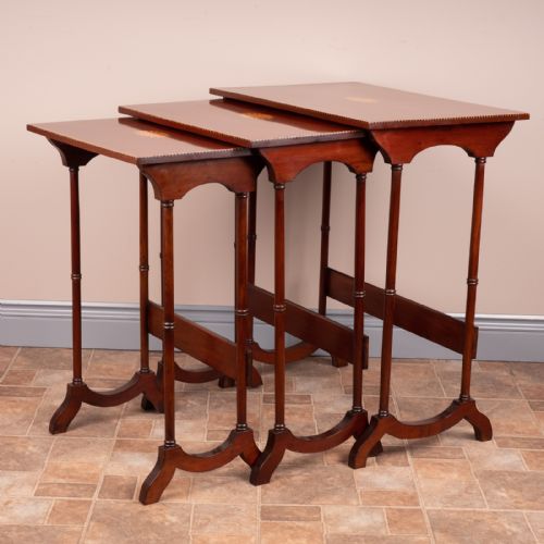 EDWARDIAN INLAID MAHOGANY NEST OF THREE TABLES - ADDITIONAL PHOTO 18