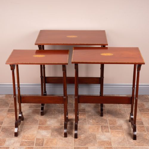 EDWARDIAN INLAID MAHOGANY NEST OF THREE TABLES - ADDITIONAL PHOTO 19