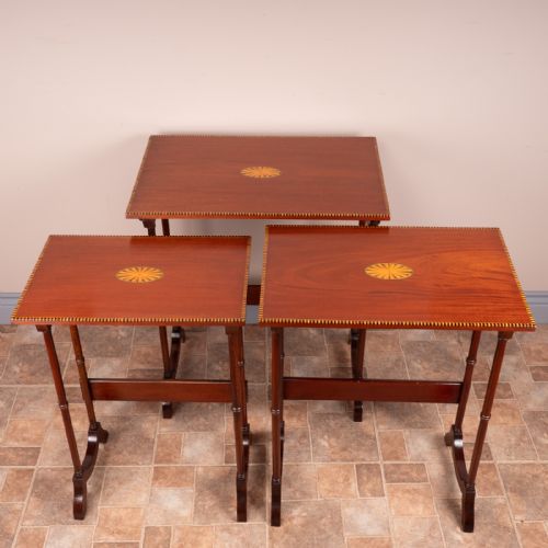EDWARDIAN INLAID MAHOGANY NEST OF THREE TABLES - ADDITIONAL PHOTO 20