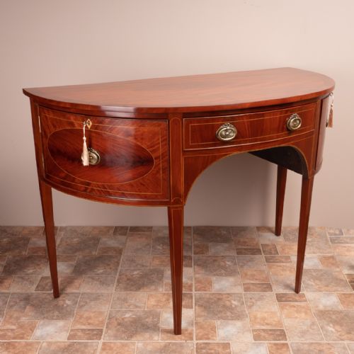 INLAID MAHOGANY DEMI LUNE SIDE CABINET - ADDITIONAL PHOTO 1