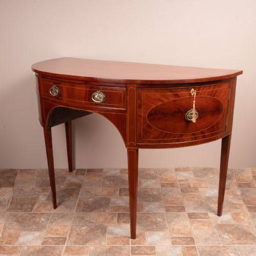INLAID MAHOGANY DEMI LUNE SIDE CABINET - ADDITIONAL PHOTO 2