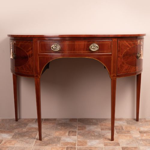 INLAID MAHOGANY DEMI LUNE SIDE CABINET - ADDITIONAL PHOTO 3