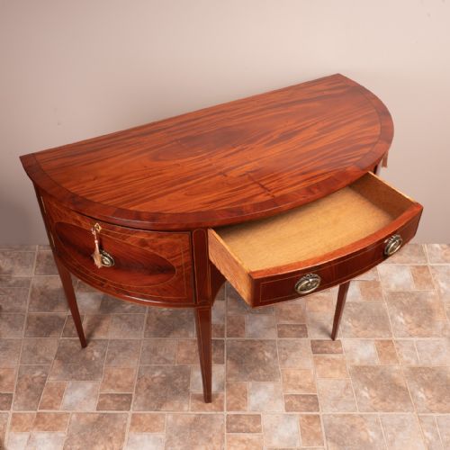 INLAID MAHOGANY DEMI LUNE SIDE CABINET - ADDITIONAL PHOTO 5