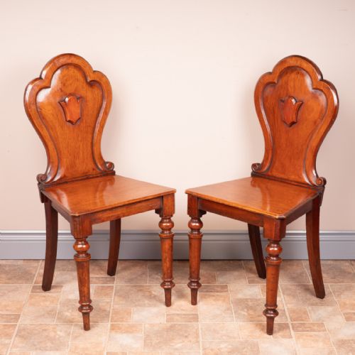 pair of mahogany hall chairs - CATEGORY: ANTIQUE CHAIRS - DATED 19TH CENTURY