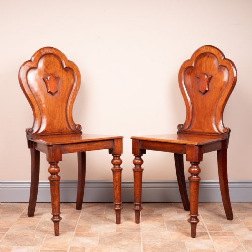 PAIR OF MAHOGANY HALL CHAIRS - ADDITIONAL PHOTO 1