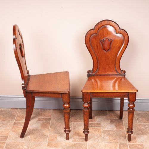 PAIR OF MAHOGANY HALL CHAIRS - ADDITIONAL PHOTO 2
