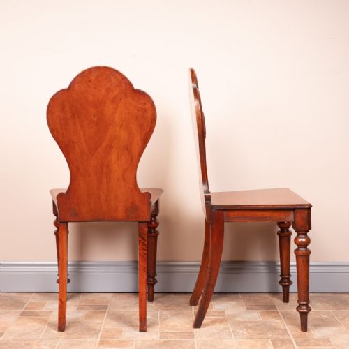PAIR OF MAHOGANY HALL CHAIRS - ADDITIONAL PHOTO 3