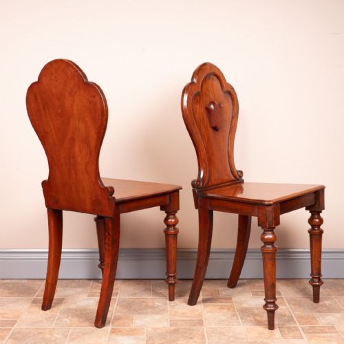 PAIR OF MAHOGANY HALL CHAIRS - ADDITIONAL PHOTO 4