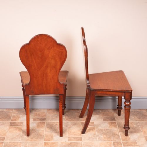 PAIR OF MAHOGANY HALL CHAIRS - ADDITIONAL PHOTO 5