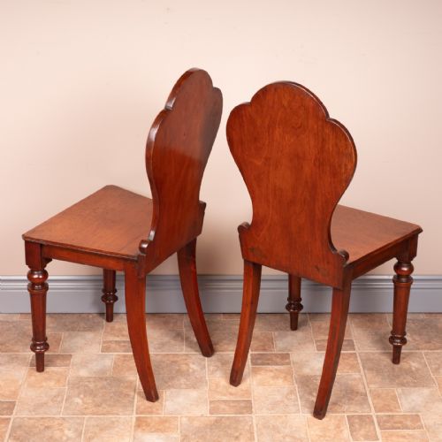 PAIR OF MAHOGANY HALL CHAIRS - ADDITIONAL PHOTO 6