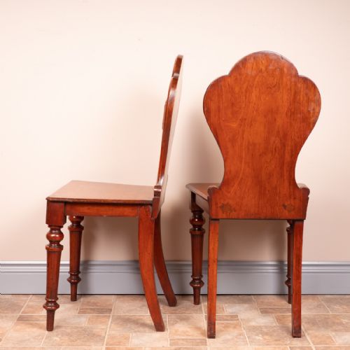 PAIR OF MAHOGANY HALL CHAIRS - ADDITIONAL PHOTO 7