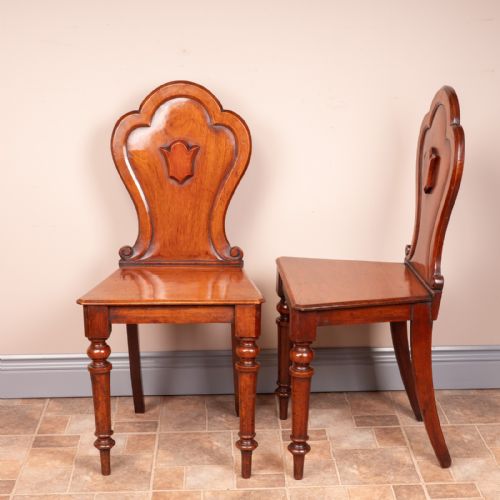 PAIR OF MAHOGANY HALL CHAIRS - ADDITIONAL PHOTO 9