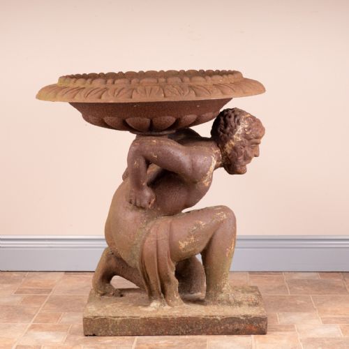 LARGE 19THC CAST IRON GARDEN URN - ADDITIONAL PHOTO 3