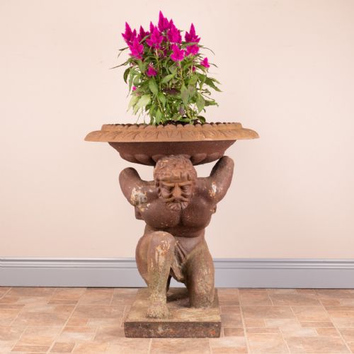 LARGE 19THC CAST IRON GARDEN URN - ADDITIONAL PHOTO 9