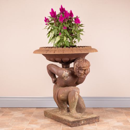 LARGE 19THC CAST IRON GARDEN URN - ADDITIONAL PHOTO 10