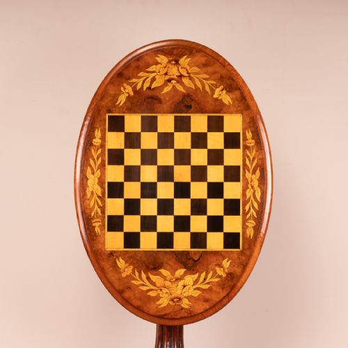 GOOD QUALITY VICTORIAN WALNUT CHESS TABLE - ADDITIONAL PHOTO 12