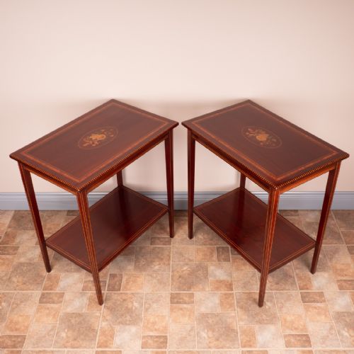 pair of inlaid mahogany occasional tables - CATEGORY: ANTIQUE TABLES - DATED EDWARDIAN