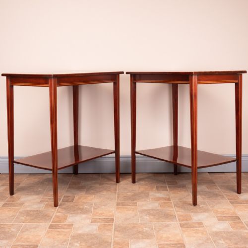 PAIR OF INLAID MAHOGANY OCCASIONAL TABLES - ADDITIONAL PHOTO 2