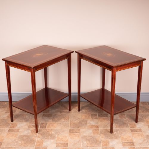 PAIR OF INLAID MAHOGANY OCCASIONAL TABLES - ADDITIONAL PHOTO 3